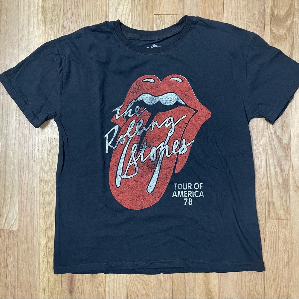 Rolling Stones T-Shirt Large Band Tee Gray Tour of America 78 Graphic Alt Grunge